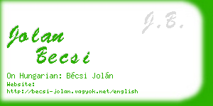jolan becsi business card